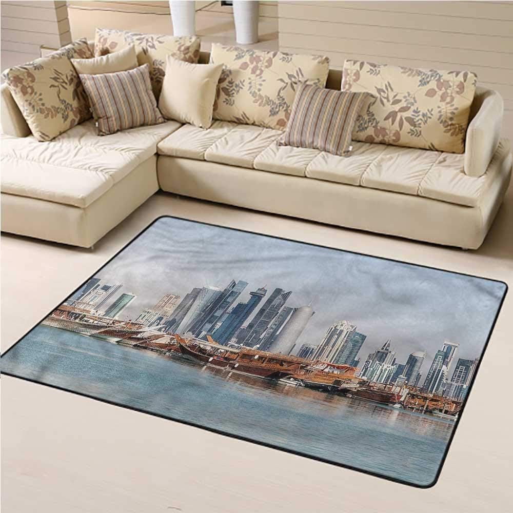 Area Rug Modern, Qatar City Dhow Ships Super Soft & Cozy Rugs for Hardwood Floors 4 x 6 Feet