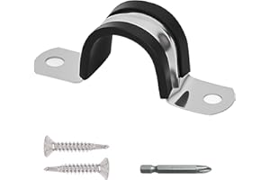 Pipe Clamps NPS 3/4 Inches （Φ27MM）- 304 Stainless Steel & Rubber Lining Heavy Duty Pipe Strap clamp 10 Pack (10, Φ27 MM - SCH