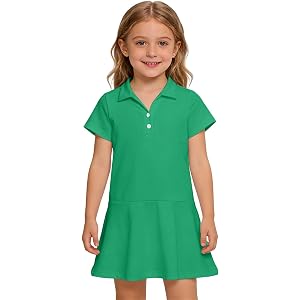 SIYBVTVI Uniform Dresses for Girls Kids Summer Short Sleeve Athletic Tennis Polo Dress A-Line Twirl Back to School Dress