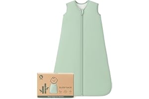 FILLEEP Rayon Made From Bamboo Baby Sleep Sack, SuperSoft 6-12 Months 1.0 Tog Baby Wearable Blanket, Sleeping Sack for Toddler Infant with 2-Way Zipper, Lightweight & Roomy，Green