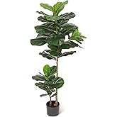 FLOWORLD Fiddle Leaf Fig Tree Artificial Plant 4FT Tall Faux Plants Indoor Fake Ficus Lyrata Plant in Pot Artificial Fig Trees for Home Office Store Room Decor Indoor Outdoor Housewarming Gift