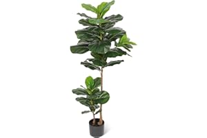 FLOWORLD Fiddle Leaf Fig Tree Artificial Plant 4FT Tall Faux Plants Indoor Fake Ficus Lyrata Plant in Pot Artificial Fig Trees for Home Office Store Room Decor Indoor Outdoor Housewarming Gift