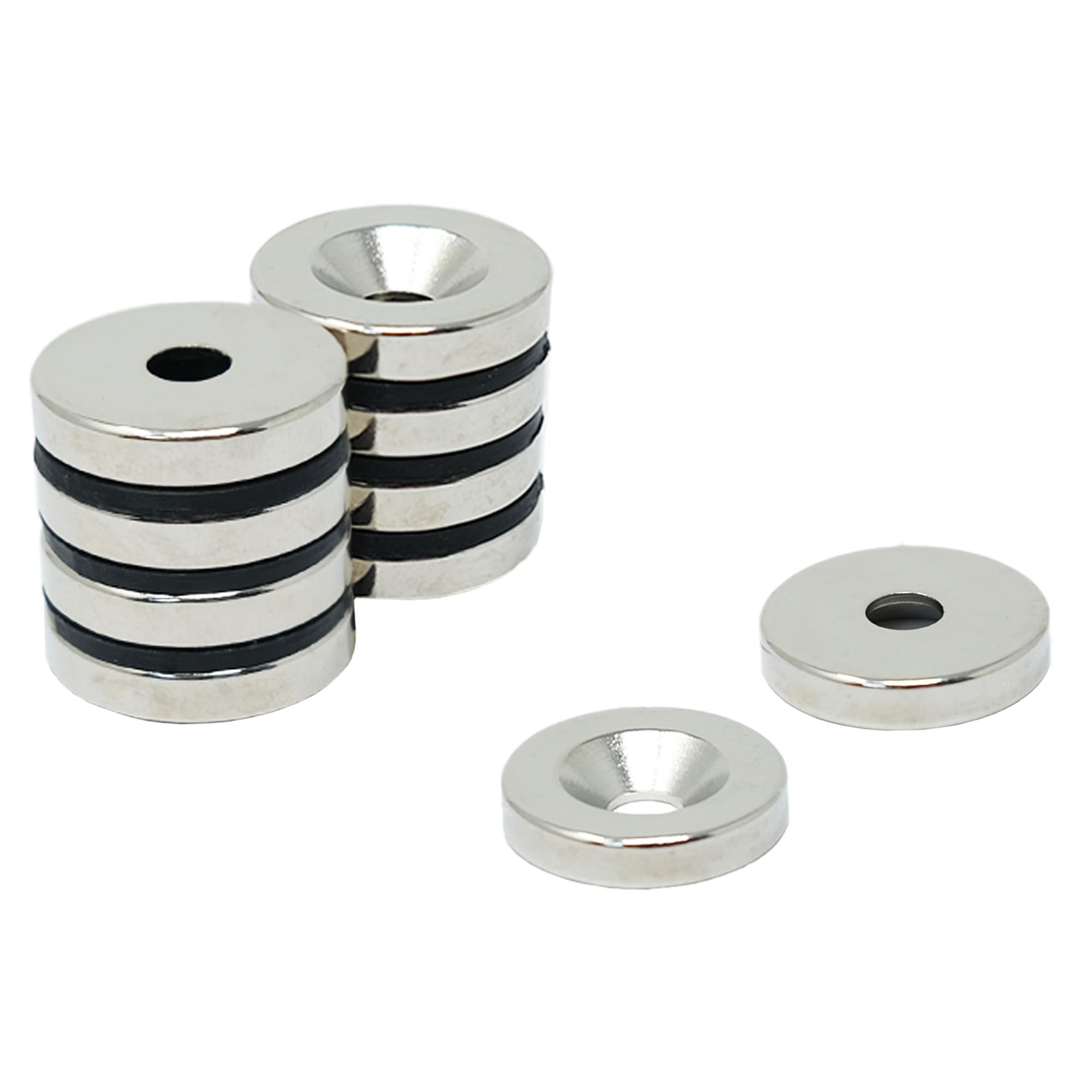 N42 Neodymium Countersunk Magnet for Arts, Crafts, Model Making, DIY, Hobbies, Office and Home - 20mm dia x 4mm thick x 5.2mm c/sink - 6.7kg Pull - North - Pack of 20