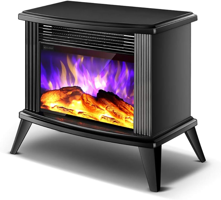 ANYWN Infrared Space Heater - Electric Fireplace Heater with 3D Flame Effect, 2 Heat Modes, 2000W Ultra Strong Power, Overheat Protection, Free Standing Fireplace Stove Heater,Black
