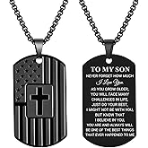 Dog Tag Cross Necklace for Men Boys Military Christian Baptism Religious First Communion Confirmation Gifts for Teenage Boy