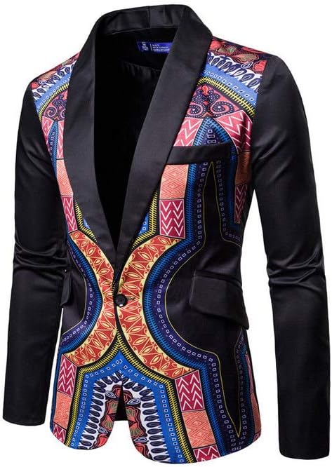 Men Blazer Jacket, Men's Fashion Ethnic Style African Print Dashiki Jacket Coat Casual Business Blazer