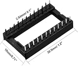sourcing map 10pcs DIP IC Socket Adaptor Solder Type 24 Pin 2.54mm Pitch Dual view 2