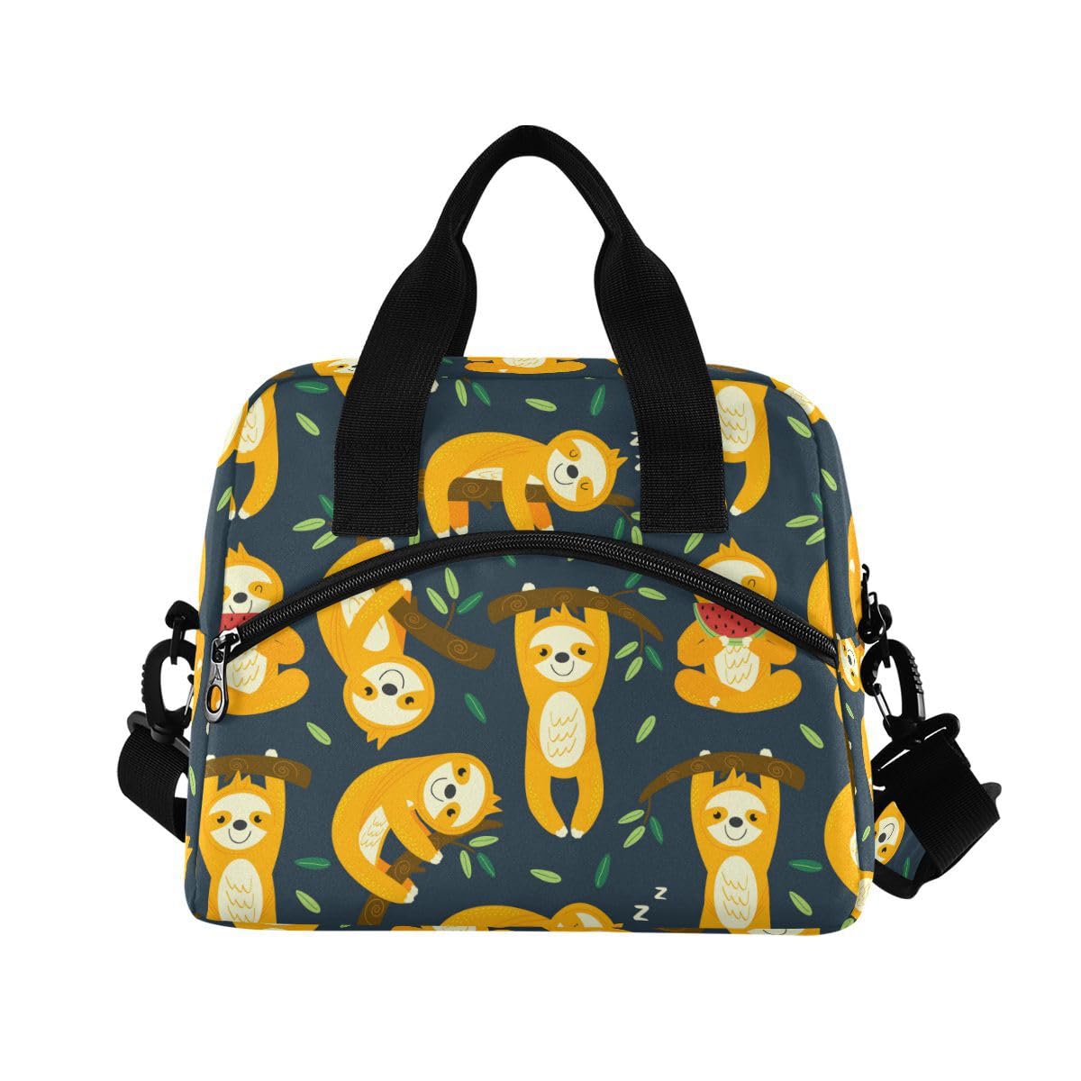 ALAZA Lunch Bags for Women Girls Boys, Animal Funny Sloths Insulated Lunch Box with Shoulder Straps and Handle, Crossbody Tote Lunch Bag for School Office