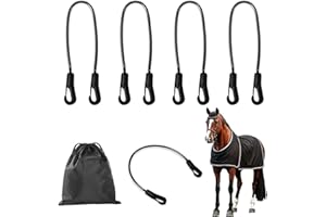 Xanadued 5 Pack Horse Blanket Straps Adjustable Elastic Tail Strap, Stretch Horse Rug Tail Strap with Double Ended Clips