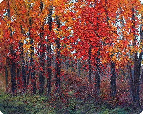 Cutting Board Glass Decorative Art Red Autumn Trees Chopping Boards for Kitchen Large (15x12 Inch Rectangular)