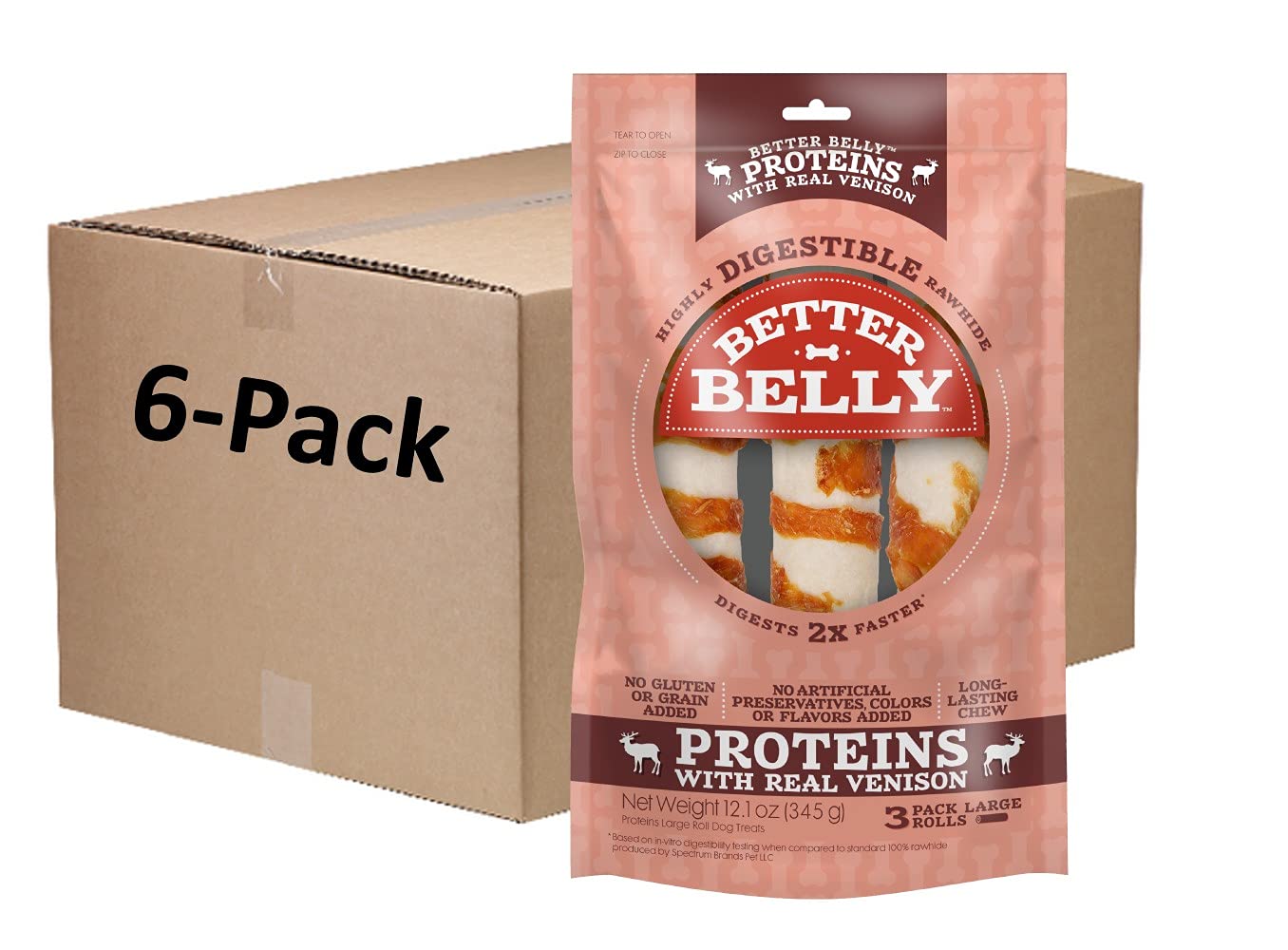 Better Belly Highly Digestible Rawhide Large Roll Chews, Treat Your Dog to a Chew with NO Artificial Colors or Flavors
