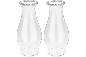 LVACODV Oil Lamp Chimney Replacement – Clear Hurricane Lamp Glass Shade (Wave Style) for Kerosene Lamps – 3 Inch Base (2Pack)