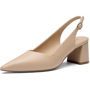 DREAM PAIRS Womens Slingback Chunky Heels Work Shoes | 2.75 Inch Comfortable Pointed Closed Toe Block Heels for Women Wedding