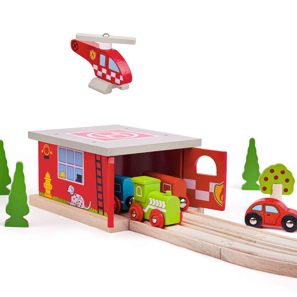 Bigjigs Rail, Firestation Shed, Bigjigs Train Accessories, Fire Station, Wooden Shed, Rescue Vehicles Toys, Train Sets, Wooden Toys For 3 4 5 Year Olds