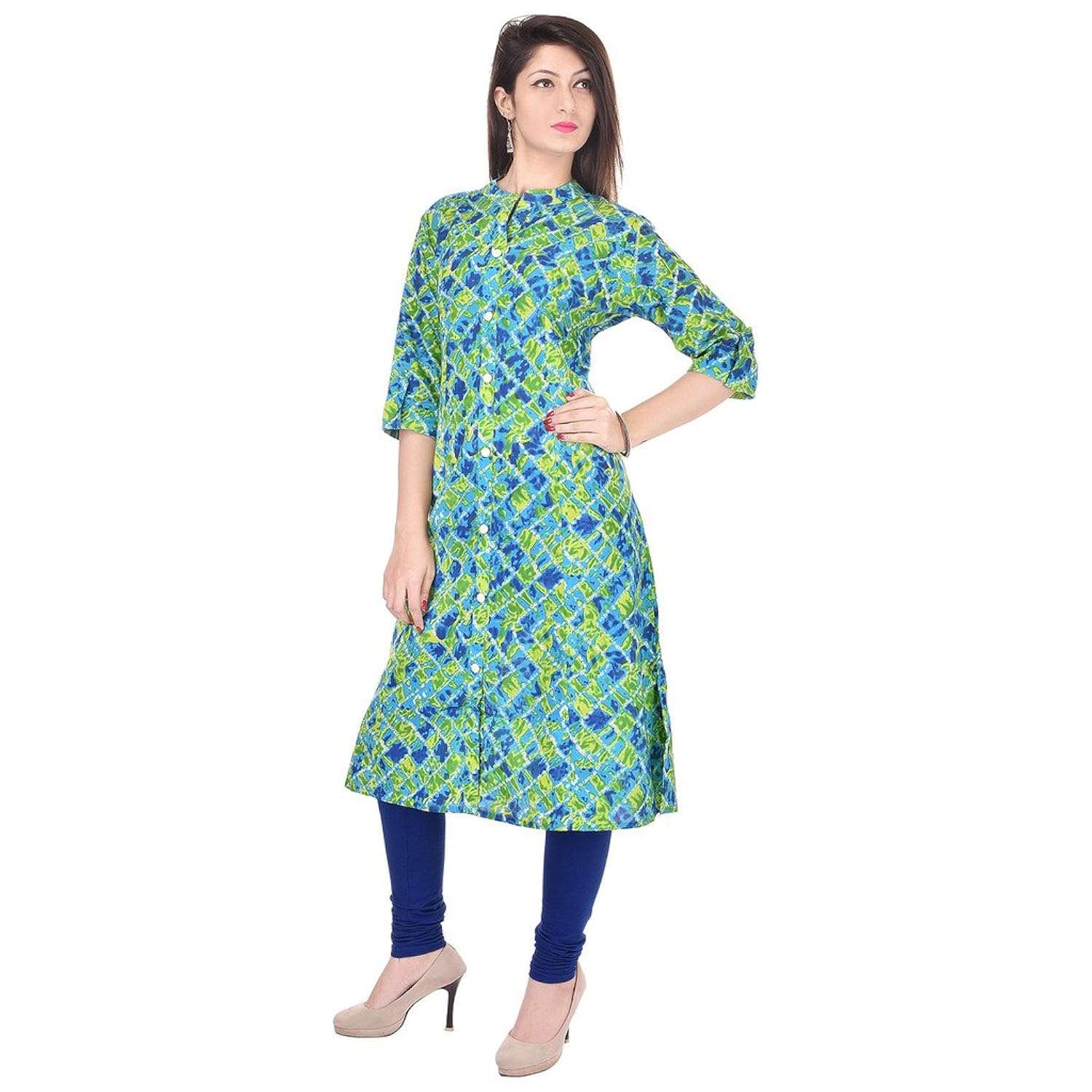 palakh women's cotton straight printed kurti(multicolor)