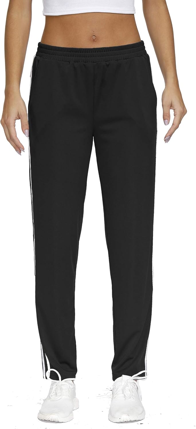 BLEVONH Womens Elastic Waistband Striped Side Work Out Sweatpants with Pockets at  Women’s Clothing store