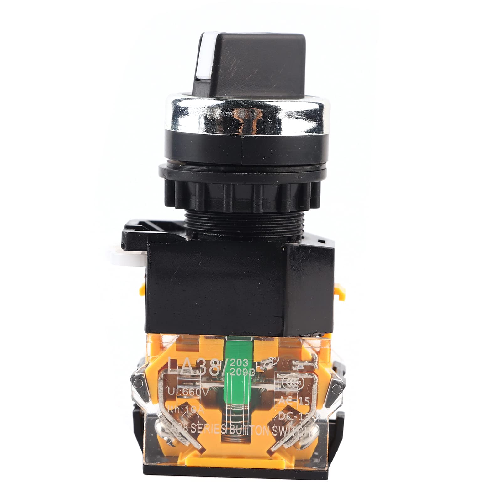 Waterproof Rotary Switch 22mm Round Knob Self-Locking Selector with 2 Positions NC and NO Contacts for Industrial Control Applications