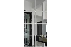 Shatter-Proof Bedroom Full-Length Mirror, Household Acrylic Fitness Mirror, 7.9"x7.9"x8 Pieces, can be Hung on The Door, Wall