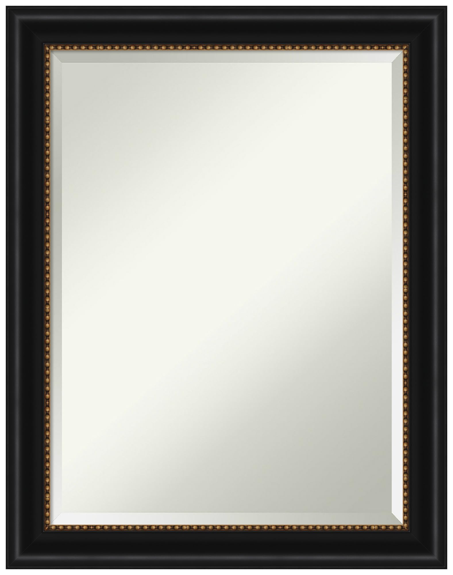 Amanti Art Black Bathroom Mirror for Over Sink, 28x22 Manhattan Black Rectangle Vanity Mirror, Medium Traditional Frame, Hangs Horizonally and Vertically, Bathroom Wall Decor, Beveled Edge Image