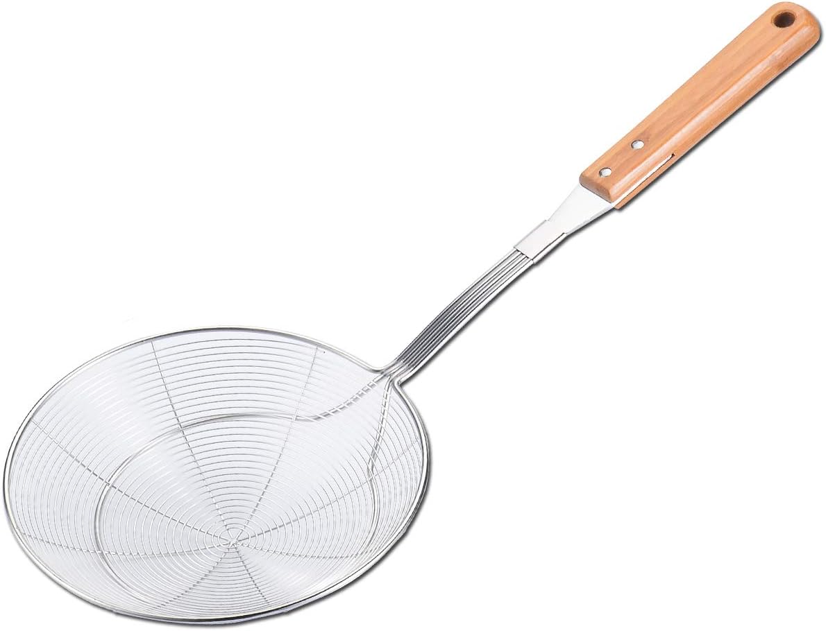 Tenta Kitchen Stainless Steel Wire Strainer, Bamboo Handle (1, M