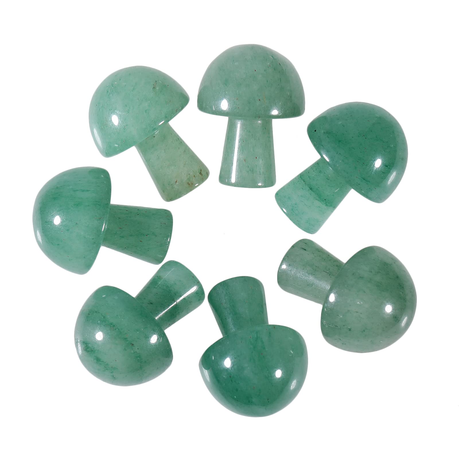 Lovionus89 7Pcs Crystal Mushroom Sculpture Stone Statue Figurine, Hand Carved Gemstone Mushrooms Crafts Healing Chakra Decor, Green Aventurine