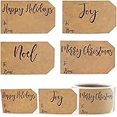 Natural Kraft Charming Christmas Holiday Gift Tag Stickers 2 x 3 Inch 100 Total Labels