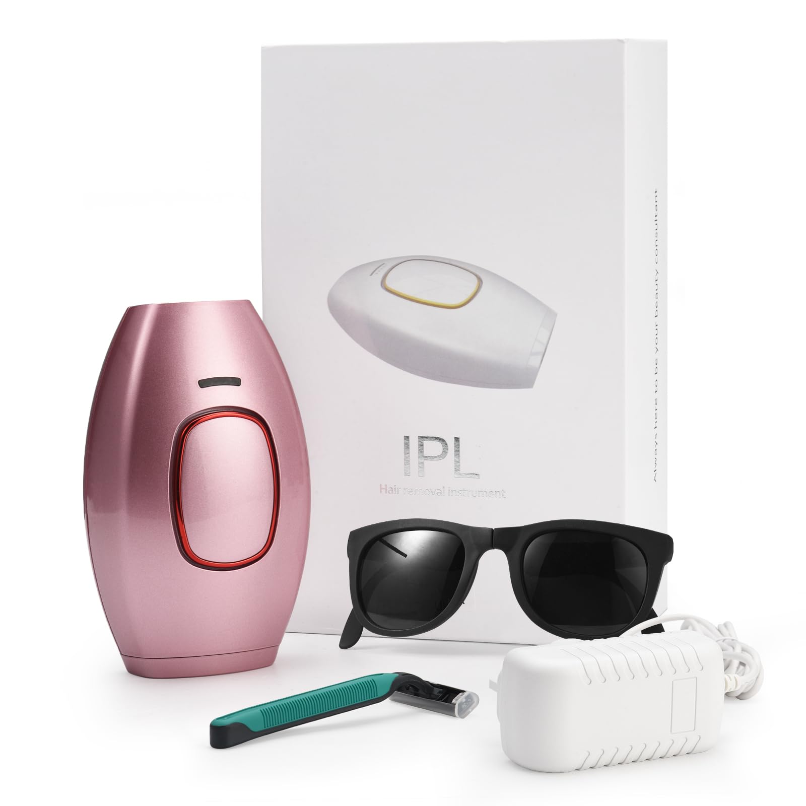 IPL Hair Remover, Mini Home Laser Permanent Hair Remover with 500,000 Flashes and 5 Energy Gears.for Body Face Bikini Area, Portable Lightweight Gifts for Women and Men (Rose Gold)