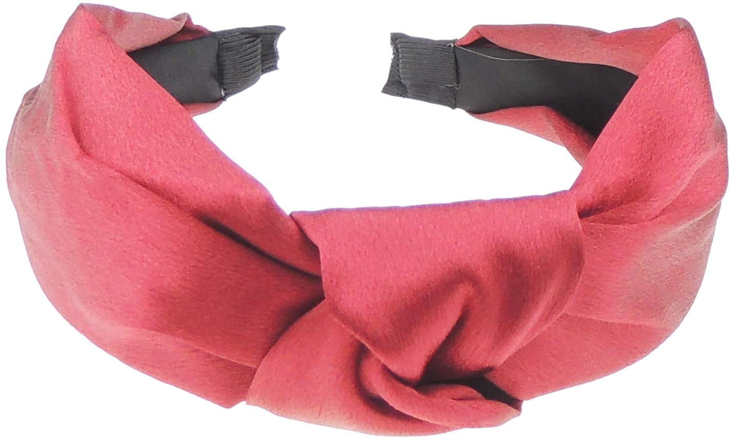 Ladies Top Knot Slinky Soft Satin Detail Evening Wedding Bridal Headband Alice Band (Burgundy)