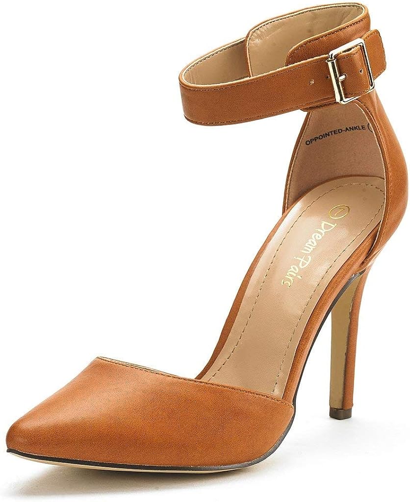DREAM PAIRS Oppointed-Ankle Women's Pointed Toe Ankle Strap D'Orsay High Heel Stiletto Pumps Shoes.