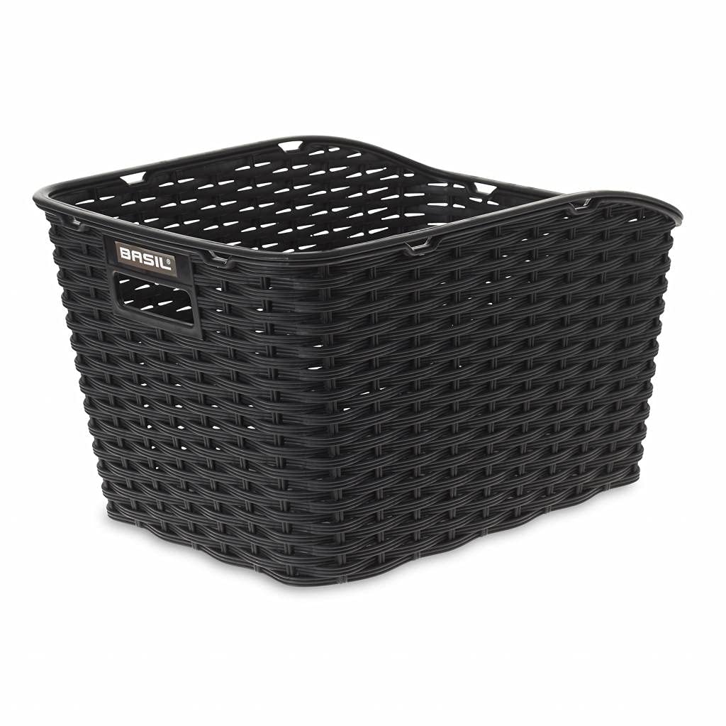 Basil Weave WP Synthetic Rear Basket - 35 x 26 x 24 cm, Black