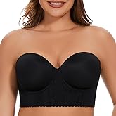 COOVOICE Women Longline Strapless Bra Seamless Bustier Bra Hide Back Fat