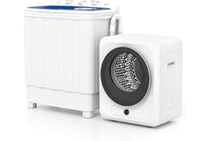 Auertech Portable Washer and Dryer Combo, 28 Lbs Twin Tub Washing Machine, 1.5 Cu.Ft Compact Clothes Dryer, Portable Washing Machine and Dryer Set for Laundry Apartment, RV, Dorm, White