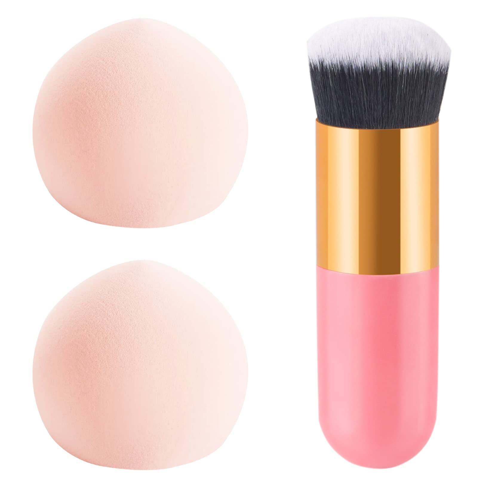 Zngou 3Pcs Marshmallow Sponge Makeup Set Ultra Soft Pink Beauty Blenders Latex Free Concealer Blender Foundation Egg with Brush for Liquid Powder Cream, 1.0 count, Pack of 1