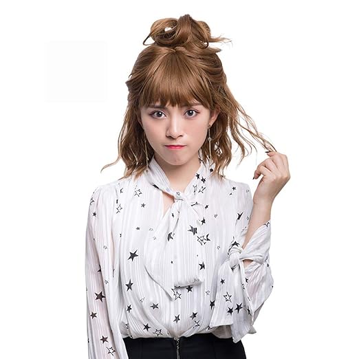 Gxqjf Female Wig Short Curly Hair Sweet And Realistic Bangs