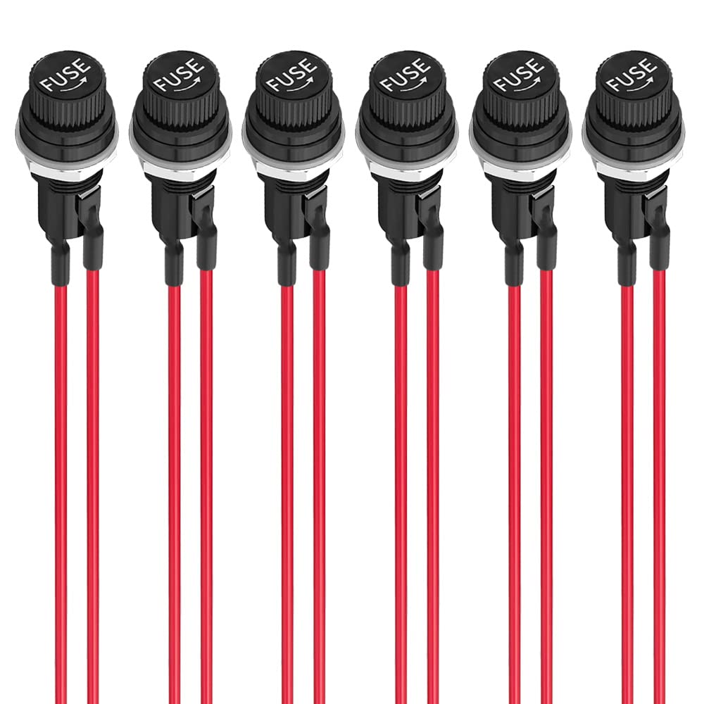 Gebildet 6pcs 5x20mm Fuse AC 10A 250V Black Screw Cap holder, Panel Mounted