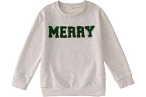 KEKEMI Kid Boy Girls Merry Christmas Sweatshirts Glitter Patch Merry Shirts Xmas Pullover Shirt Holiday Tops Winter Clothes