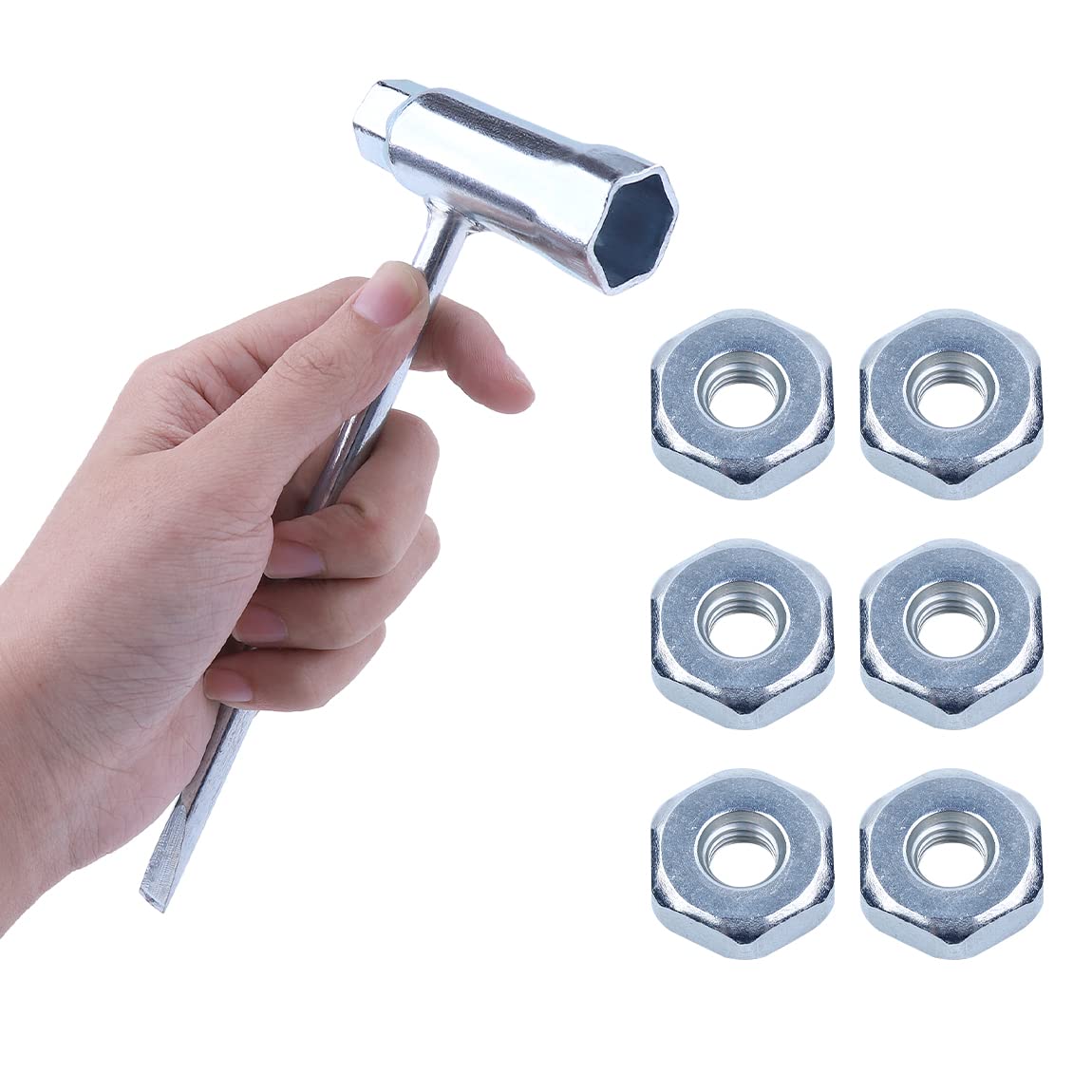 Adefol Chainsaw Wrench with 6 Nuts for Stihl 017 018 MS170 MS180 019 020 021 023 MS230 MS250 024 025 026 028 034 MS270 and More, 13 × 19mm Scrench Screwdriver Chainsaw Tool