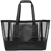 OnWander 50L Beach Tote Bag with Waterproof Bottom and Coated Mesh for Beach Boat Pool Sports