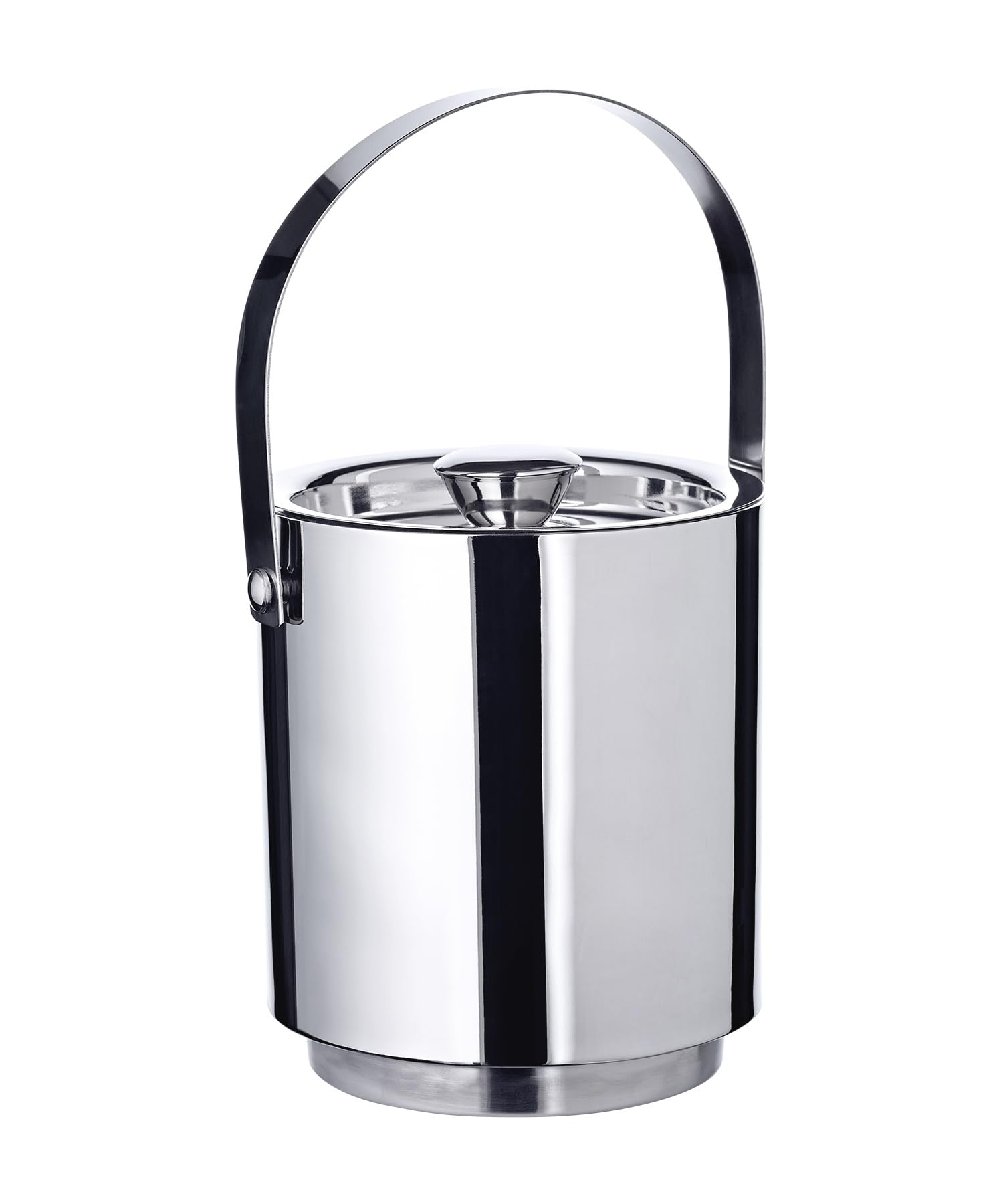 EDZARD Ice Bucket Seatlle double walled with Lid and Insert (Volume 3.2 L, H 6,3 Inches), Stainless Steel, High-Gloss Polished - silver ice cooler, elegant tabletop ice chiller