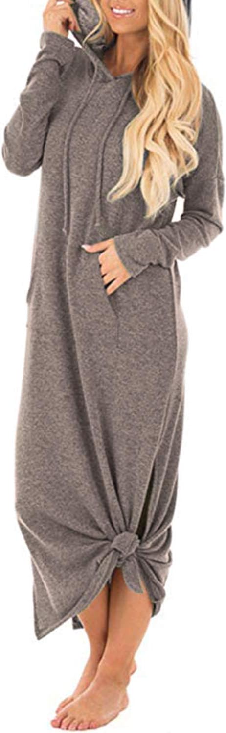 GIKING Women's Hoodies Long Sleeve Tunic Pullover Sweatshirt Maxi Dresses with Kangaroo Pocket