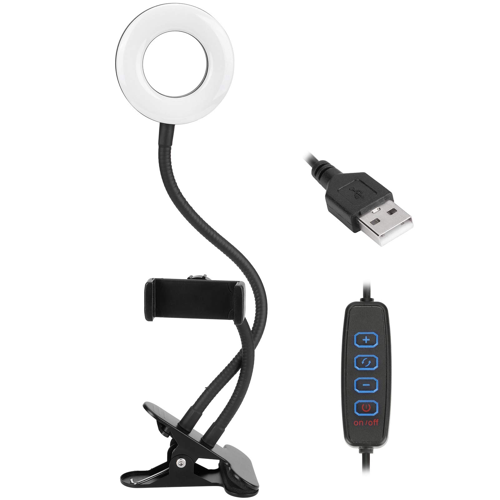 Kuuleyn Clip Light, USB Fill Light LED Ring Light 10 Gears Dimming with Clip for Live Photography Reading Embroidery