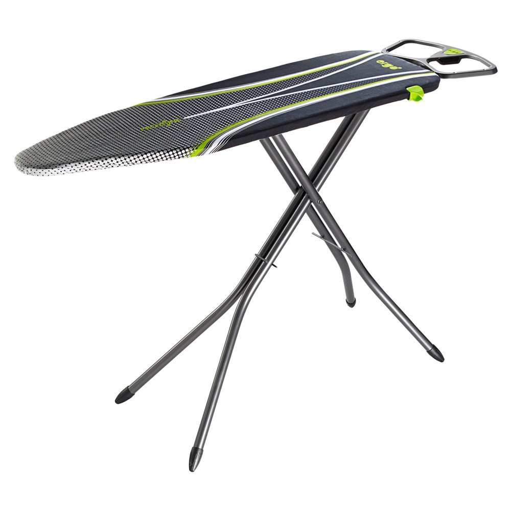Minky Ergo Ironing Board - Green, 122 x 38 cm Iron Board, 100% Cotton With Heat Reflective Metallic Coating, Adjustable Height Up To 92 cm, Sturdy Ironing Board With Non-Slip Feet, Made in The UK