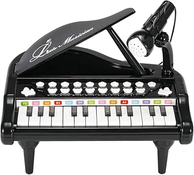 piano de juguete con microfono