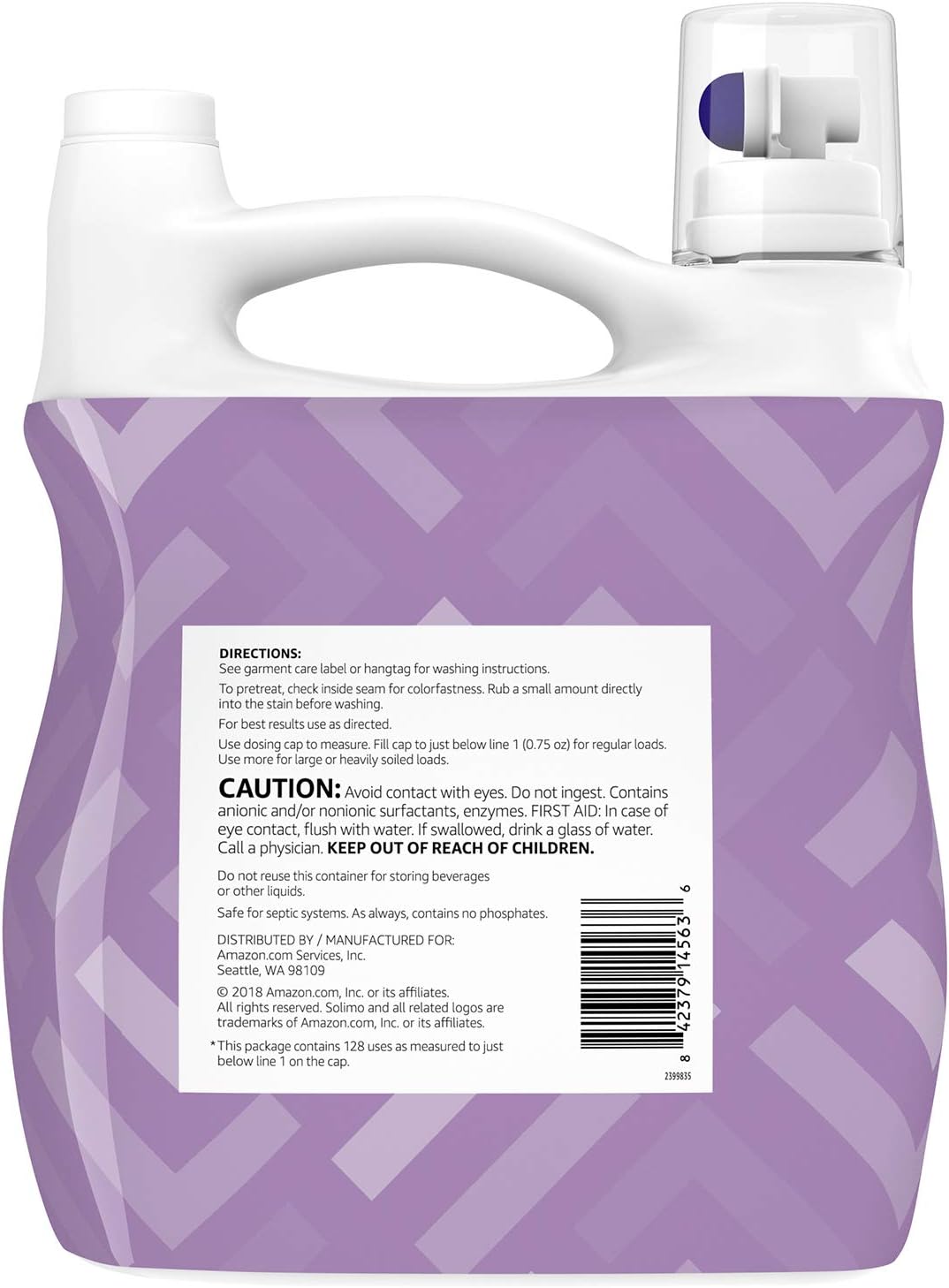  Brand - Solimo Concentrated Liquid Laundry Detergent, Lavender, 128 loads, 96 Fl Oz: Health & Personal Care