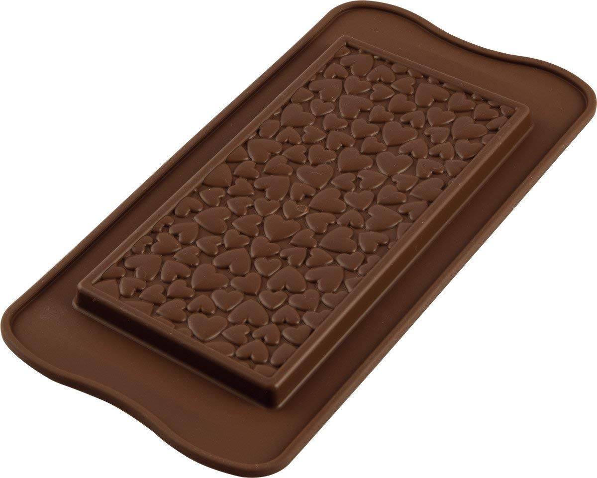 Silikomart 22.138.77.0065 Chocolate Love Chocolate Bar Chocolate Mould, Silicone, Brown, 6.10 x 2.99 x 0.33