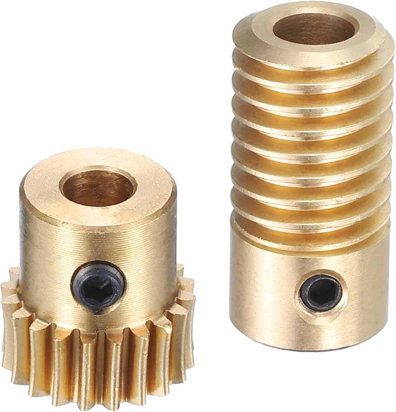 sourcing map Worm Gear Set 0.5 Module 20:1 Reduction 5mm 4mm Brass Gear Wheel