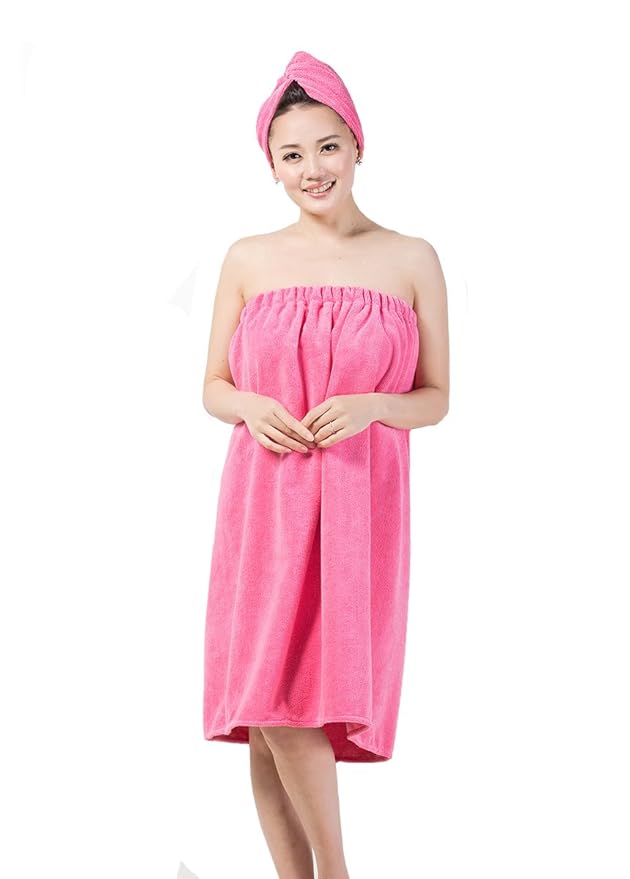 Women's Microfiber Bath Towel Wrap with Elasticated Back and Velcro