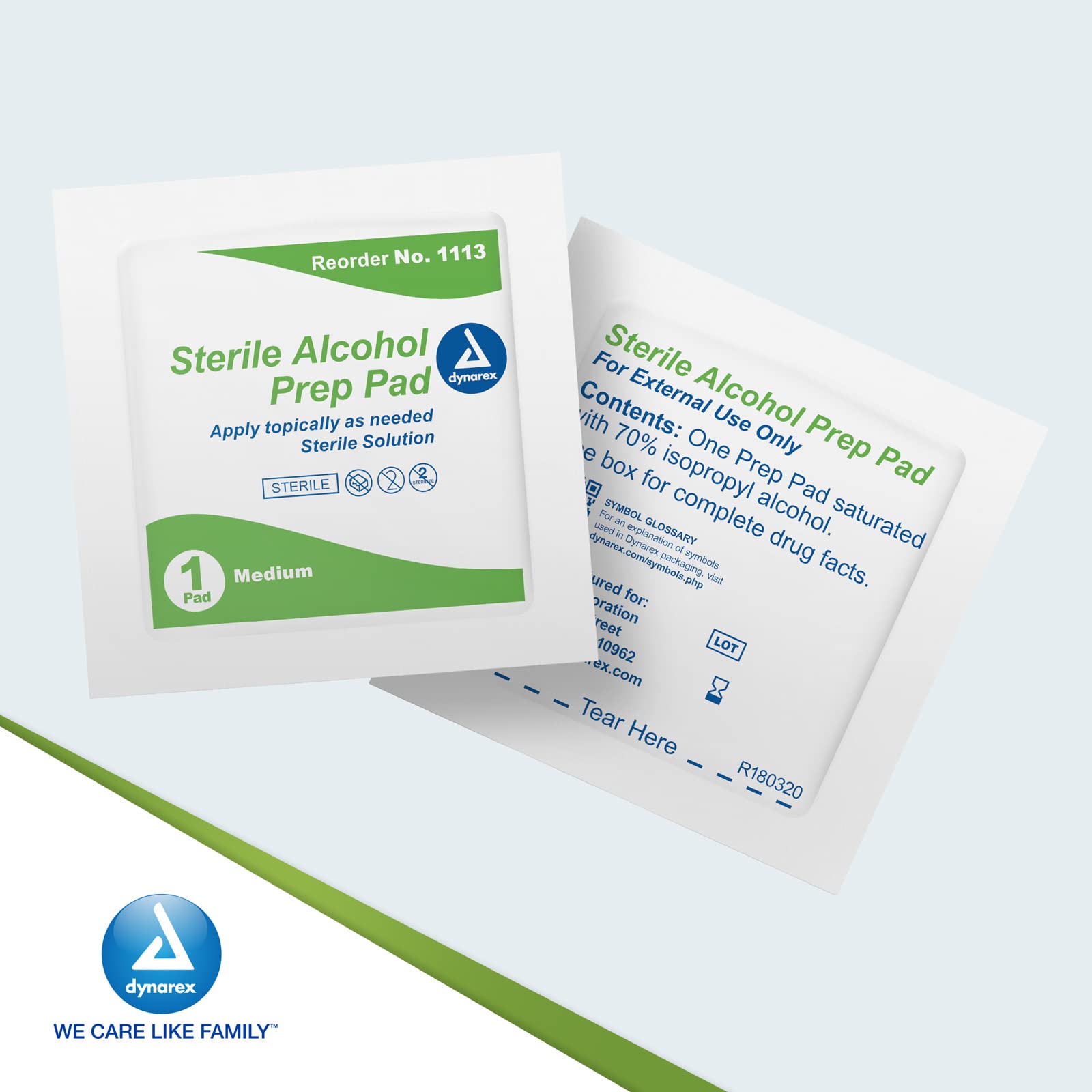 Dynarex 1113 Alcohol Prep Pad Sterile, Medium, Count 200 (Pack of 1)