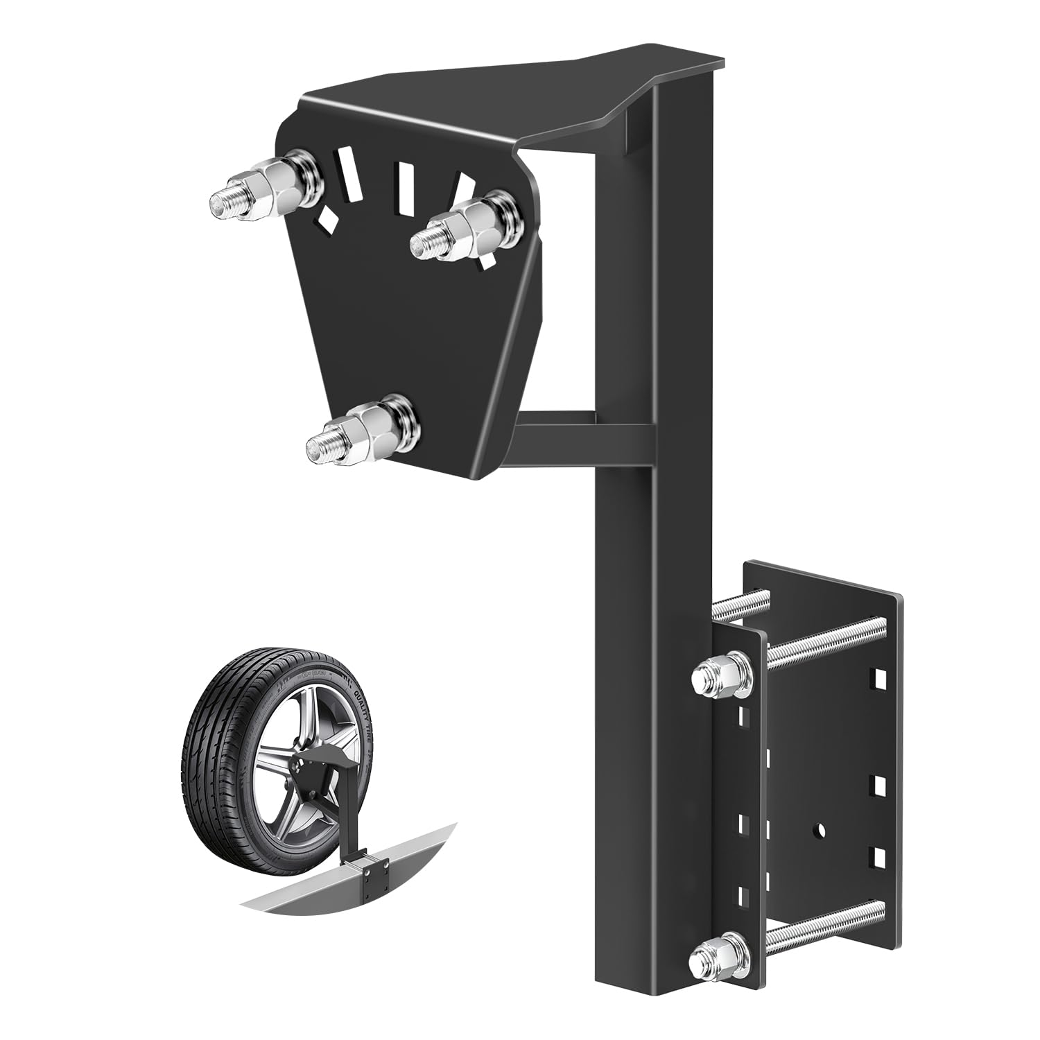 Photo 1 of Spare Tire Mount for Utility Trailer Accessories, 3-Nut Design Spare Tire Carrier for Withstands 180 Lbs, Fits Most 4, 5 & 6 Lugs Wheels, Hold 4?,4.25" 4.5?, 4.75?,5.0",5.32" and 5.5?Bolt Patterns