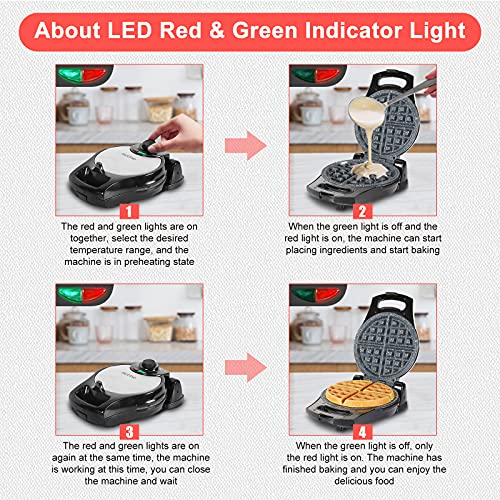 Metine Belgian Waffle Maker Electric Waffle Irons with Ultra Nonstick